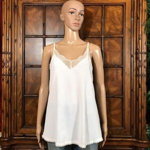 NWOT White Racerback Lace Trim Adjustable Strap Swing Camisole